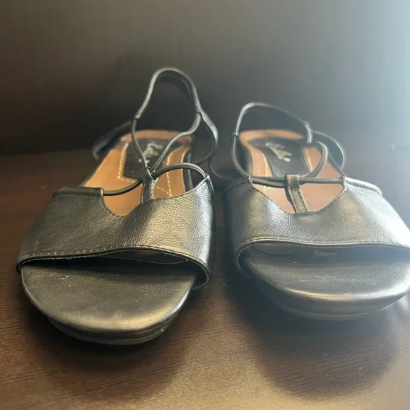 Earthies Women's Sz 8.5 Lacona Leather Black Slingback Sandals - Picture 5 of 10